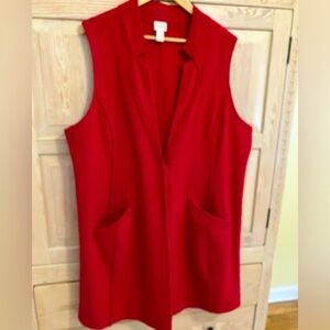 Chico’s Red Wool Cardigan Warm Wool Layer Gorpcore Outdoors Technical Utility